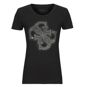 Textiel Dames T-shirts korte mouwen Guess SS RN 4G LOGO Zwart