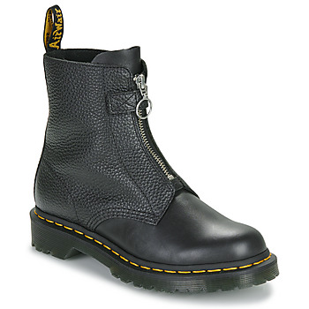 Schoenen Dames Laarzen Dr. Martens 1460 Pascal Frnt Zip Black Wanama & Black Milled Nappa Zwart