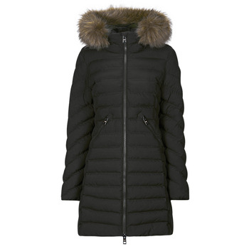 Textiel Dames Dons gevoerde jassen Superdry FUJI HOODED MID FAUSSE FOURRURE Zwart