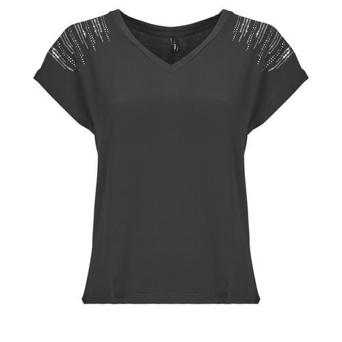 Textiel Dames T-shirts korte mouwen Only ONLLOUISA CAPSLEEVE MIX TOP BOX JRS Zwart