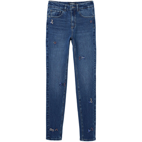 Textiel Dames Jeans Desigual Meisjes Geborduurde Skinny Jeans Blauw