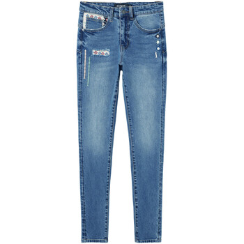 Textiel Dames Jeans Desigual Skinny Jeans voor dames met geborduurde ontwerpen Blauw