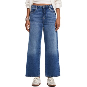 Textiel Dames Jeans Desigual Dames Jeans Wijde Pijpen - Blauw Blauw