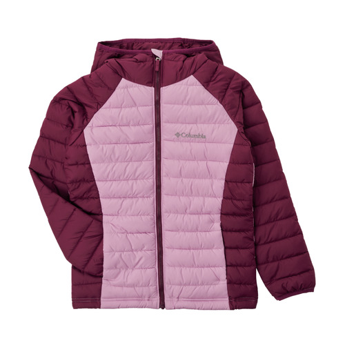 tekstylia Dziewczynka Kurtki pikowane Columbia POWDER LITE HOODED JACKET Bordeaux / Różowy