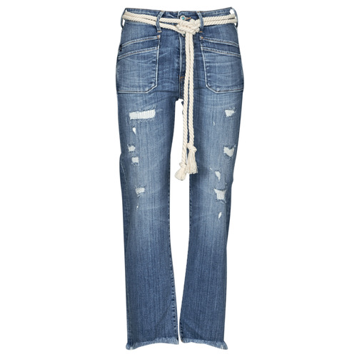 tekstylia Damskie Jeansy straight leg Le Temps des Cerises PRICILIA Niebieski