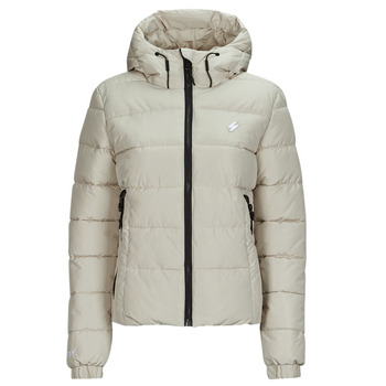 tekstylia Damskie Kurtki pikowane Superdry HOODED SPIRIT SPORTS PUFFER Beżowy