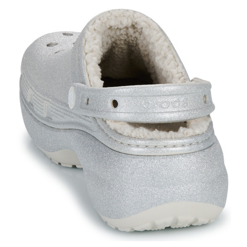 Crocs ClsPlatformGlitterLinedClogW Srebrny