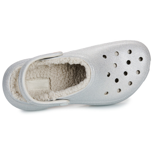 Crocs ClsPlatformGlitterLinedClogW Srebrny