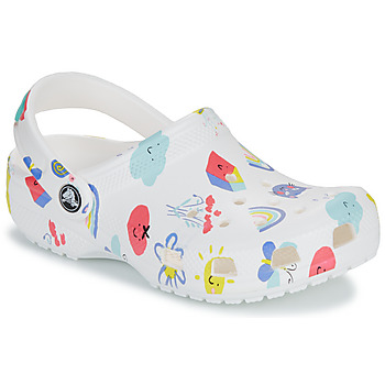 Buty Dziecko Chodaki Crocs Classic Doodle Print Clog K Biały / Wielokolorowy