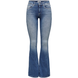 tekstylia Damskie Jeansy bootcut Only ONLBLUSH LIFE MID FLARED BB REA1319 NOOS 15223514 Niebieski