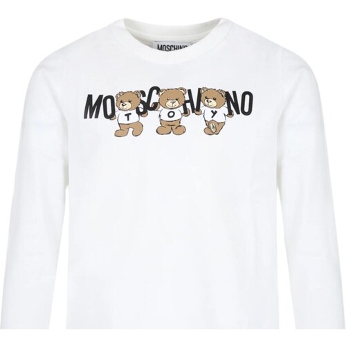 tekstylia Dziewczynka T-shirty z krótkim rękawem Moschino HQO00J-LAA10 Biały