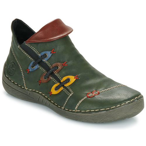 Sapatos Mulher Sapatilhas de cano-alto Rieker GIMMA Verde / Vermelho / Amarelo