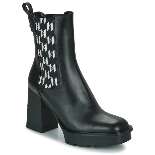 Sapatos Mulher Botins Karl Lagerfeld VOYAGE VI Monogram Gore Boot Preto