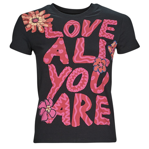 Textil Mulher T-Shirt mangas curtas Desigual TS_LOVE ALL YOU ARE Preto / Multicolor