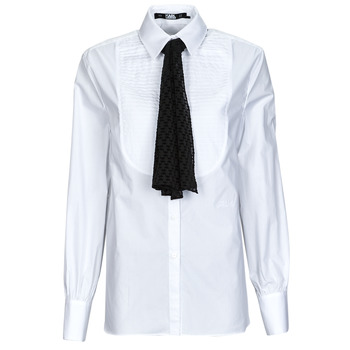 Textil Mulher camisas Karl Lagerfeld BIB SHIRT W/ MONOGRAM NECKTIE Branco