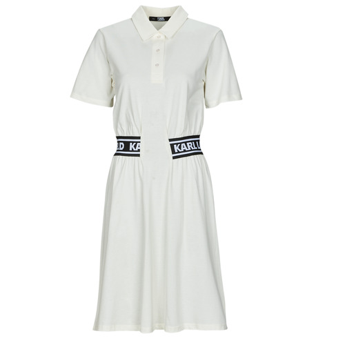 Textil Mulher Vestidos curtos Karl Lagerfeld PIQUE POLO DRESS Branco / Preto