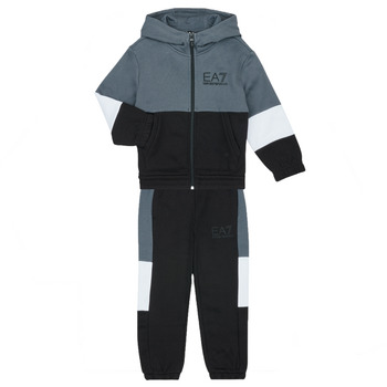 Textil Rapaz Todos os fatos de treino Emporio Armani EA7 ATHLETIC COLORBLOCK TRACKSUIT Cinza / Branco / Preto