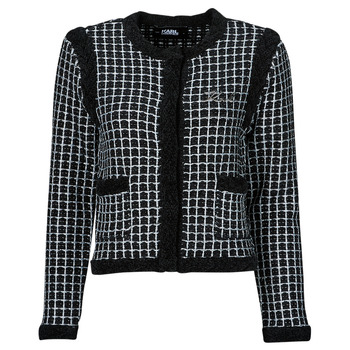 Textil Mulher Casacos/Blazers Karl Lagerfeld classic boucle cardigan Preto / Branco