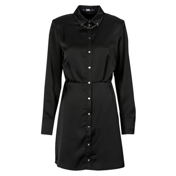 Textil Mulher Vestidos curtos Karl Lagerfeld karl charm satin shirt dress Preto / Branco