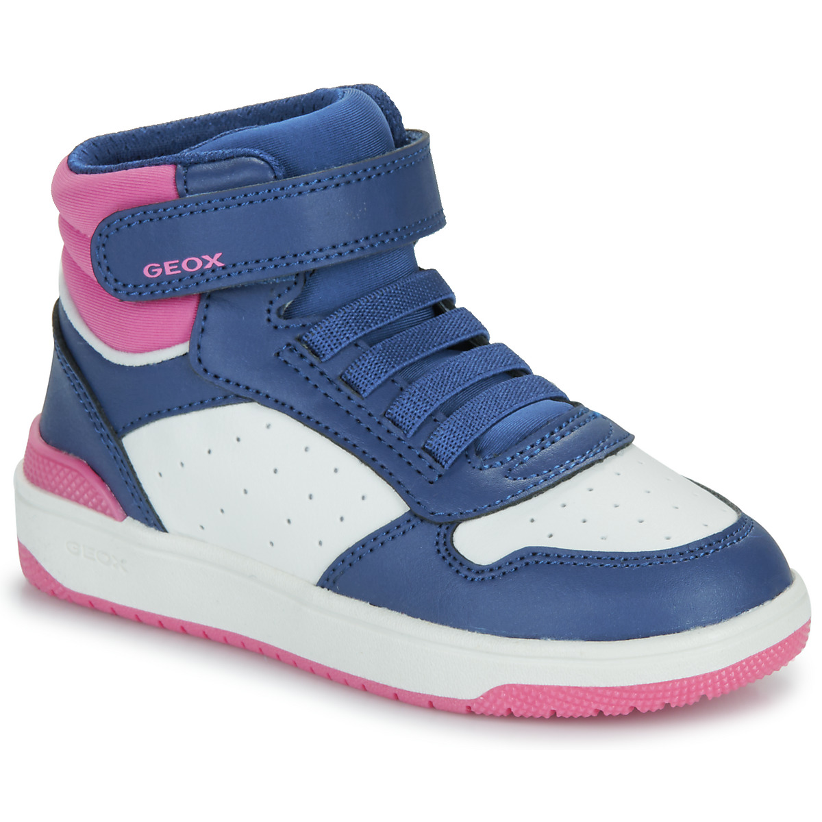 Sapatos Rapariga Sapatilhas de cano-alto Geox J WASHIBA GIRL Marinho / Branco / Rosa