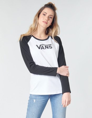 Îmbracaminte Femei Tricouri cu mânecă lungă  Vans FLYING V LS RAGLAN Alb / Negru