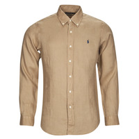 Îmbracaminte Bărbați Cămăsi mânecă lungă Polo Ralph Lauren CHEMISE COUPE DROITE EN LIN Camel