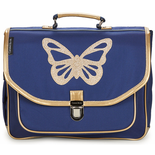 Genti Fete Ghiozdane CARAMEL & CIE CARTABLE 38 CM PAPILLON BLEU Albastru