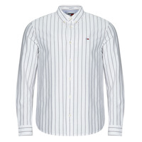 Îmbracaminte Bărbați Cămăsi mânecă lungă Tommy Jeans TJM REG OXFORD STRIPE SHIRT Alb