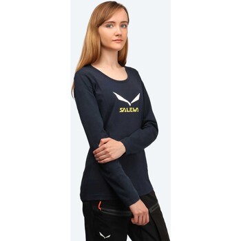 textil Dam Långärmade T-shirts Salewa Solidlogo CO W L/S Tee 25280-3991 Blå