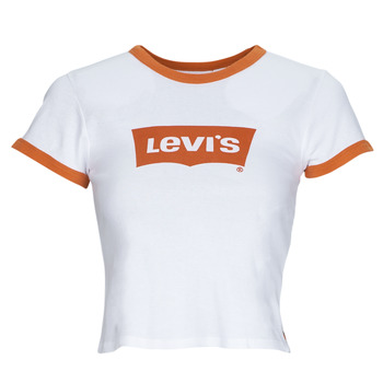 textil Dam T-shirts Levi's GRAPHIC RINGER MINI TEE Orange / Ljus / Vit