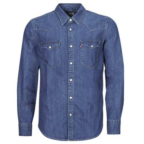 textil Herr Långärmade skjortor Levi's BARSTOW WESTERN STANDARD Blå