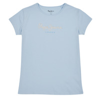 textil Flickor T-shirts Pepe jeans HANA GLITTER S/S N Blå / Ljus