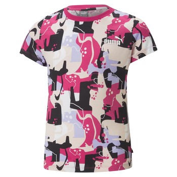 textil Flickor T-shirts Puma ESS STREET ART LOGO Flerfärgad