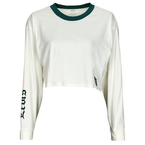 textil Dam Långärmade T-shirts Levi's GRAPHIC LS CROP REESE Vit