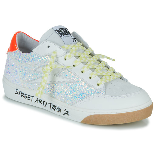 Skor Dam Sneakers Semerdjian TALINE-9325 Vit / Silver / Orange