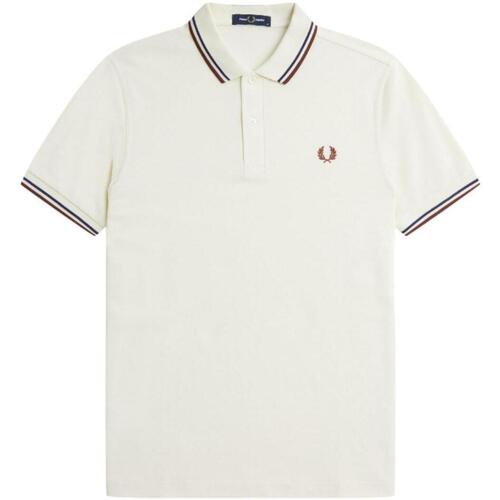 textil Herr T-shirts Fred Perry  Vit