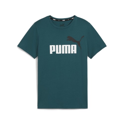 textil Pojkar T-shirts Puma ESS+ 2 COL LOGO TEE Grön