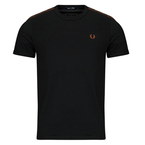 textil Herr T-shirts Fred Perry CONTRAST TAPE RINGER Svart / Brons