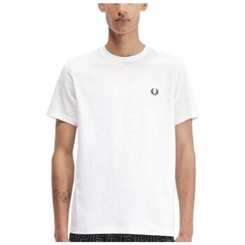 textil Herr T-shirts Fred Perry  Vit