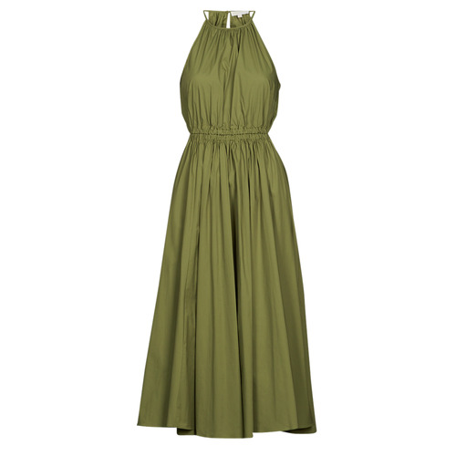 Oblačila Ženske Dolge obleke MICHAEL Michael Kors HALTER CTN MIDI DRESS Kaki