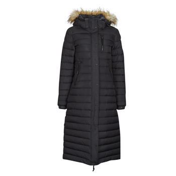 Oblačila Ženske Puhovke Superdry FUJI HOODED LONGLINE PUFFER Črna