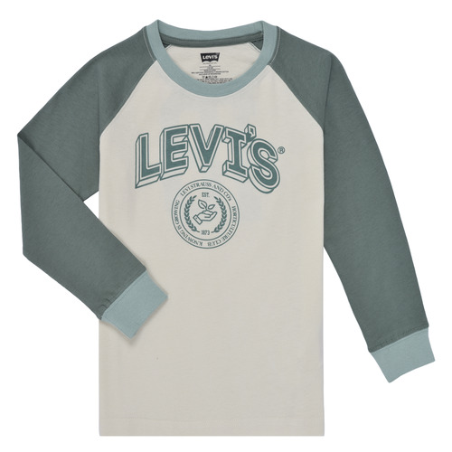 Oblačila Dečki Majice z dolgimi rokavi Levi's PREP COLORBLOCK LONGSLEEVE Bela / Zelena