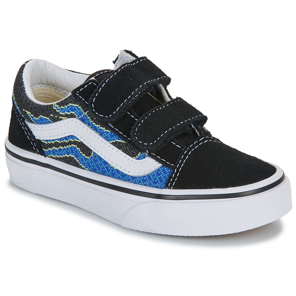 Čevlji  Otroci Nizke superge Vans Old Skool V PIXEL FLAME BLACK/BLUE Črna / Modra