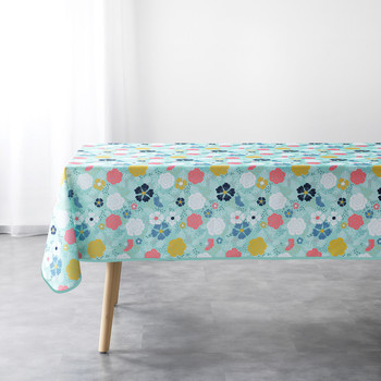 Domov Obrusy Douceur d intérieur NAPPE RECTANGLE 150 x 240 CM POLYESTER IMPRIME LILY MENTHE Viacfarebná