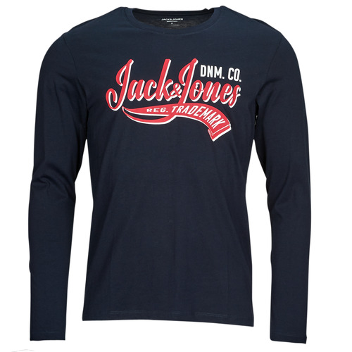 Oblečenie Muž Tričká s dlhým rukávom Jack & Jones JJELOGO TEE LS O-NECK 2 COL AW23 SN Námornícka modrá