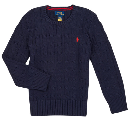 Oblečenie Deti Svetre Polo Ralph Lauren LS CABLE CN-TOPS-SWEATER Námornícka modrá