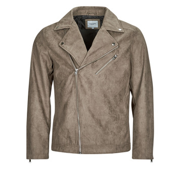 Oblečenie Muž Kožené bundy a syntetické bundy Jack & Jones JJROCKY FAUX SUEDE BIKER JACKET Béžová