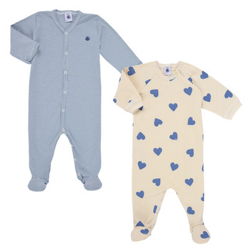 Oblečenie Deti Pyžamá a nočné košele Petit Bateau TOMTOM LOT PYJAMA X2 Modrá