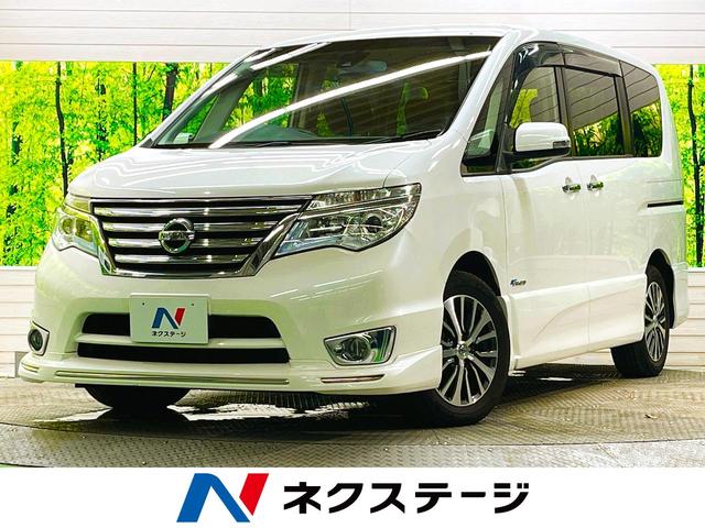 ハイウェイスター　Ｖセレクション＋セーフティ　ＳＨＶ　禁煙車　純正８型ナビＴＶ　純正フリップダウンモニター　バックモニター　ＥＴＣ　両側電動スライド　エマージェンシーブレーキ　車線逸脱警報　クルーズコントロール　ロールサンシェード　シートバックテーブル