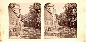 THE CHERWELL POURS UNDER MAGDALEN BRIDGE (Original Albumen Stereoview)